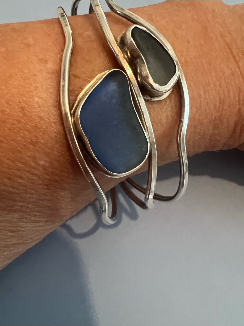 925  Sea Glass Wave Cuff Bracelet - Picture 4 of 6